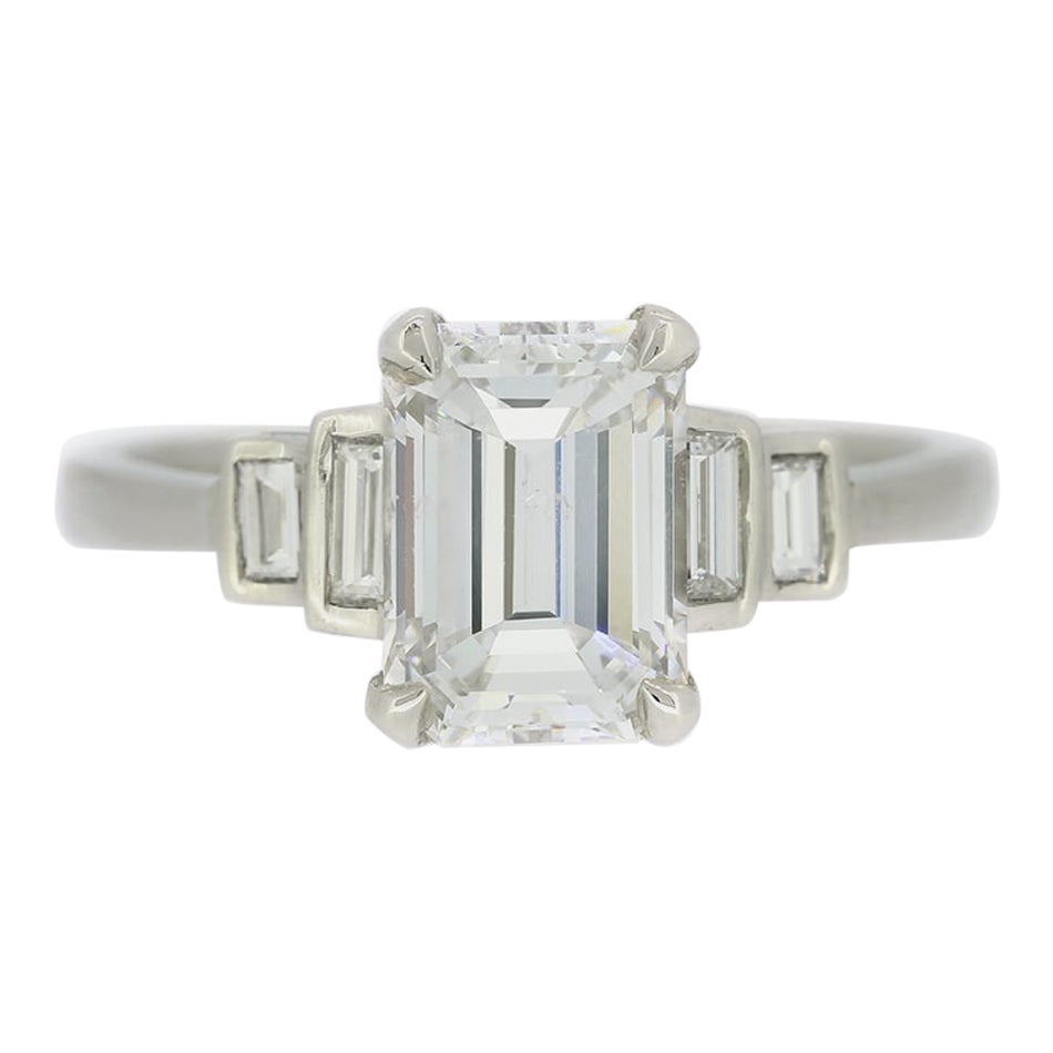 1.70 Carat Emerald Cut Diamond Ring