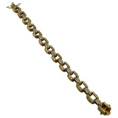 Modernes Gliederarmband aus 14 Karat Gelbgold mit Diamanten