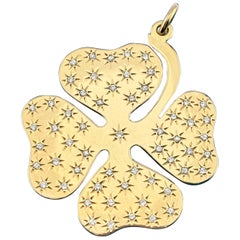 Tiffany & Co. 14k Yellow Gold Diamond 4 Leaf Clover Pendant