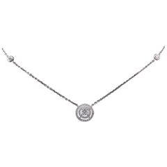 1Ct Moissanite Solitaire Double Halo Pendant Necklace 925 Sterling Silver Gift.