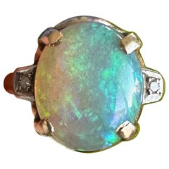 Vintage 1930's Opal Diamond 14K Gold Ring