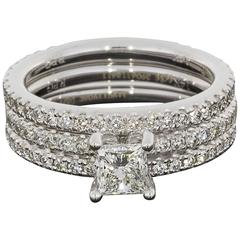 2 Carats Princess Diamond Split Prong Engagement Wedding Ring 3-Piece Set 8