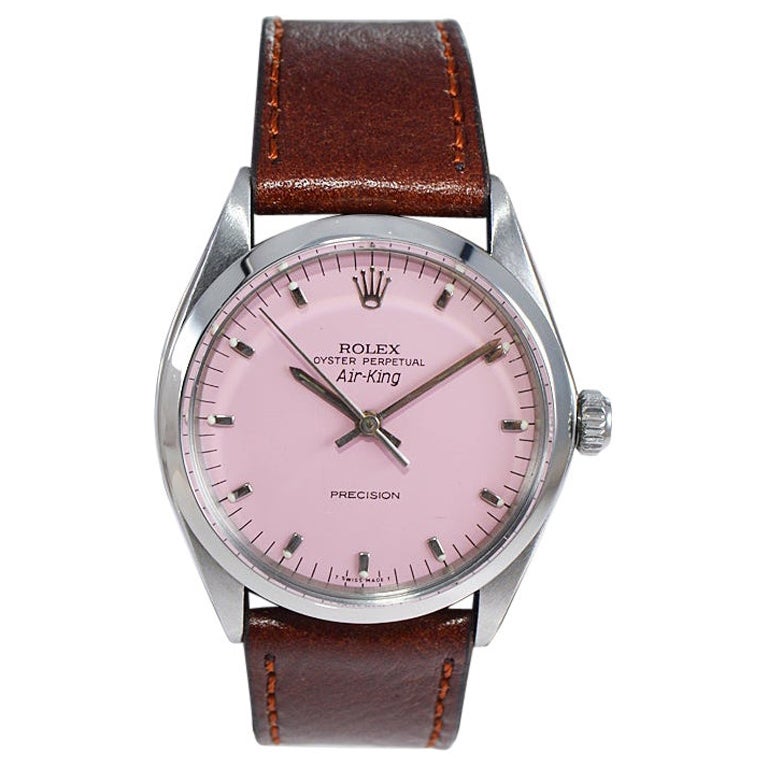 Rolex Air King avec un cadran rose vif fini sur mesure, années 1970