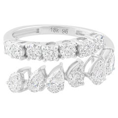 Real 1.52 Carat SI/H Pear Round Brilliant Cut Diamond Ring 14 Karat White Gold