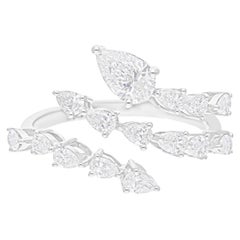 Anillo envolvente de diamantes talla pera brillante SI/H de 1,18 quilates Joyas de oro blanco de 14 quilates
