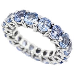 IGI-zertifizierter 8,00 Karat natürlicher ovaler Saphir Eternity-Ring 14K Weißgold