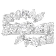 Real 2.73 Carat SI/H Multi Brilliant Cut Diamond Spiral Ring 14 Karat White Gold