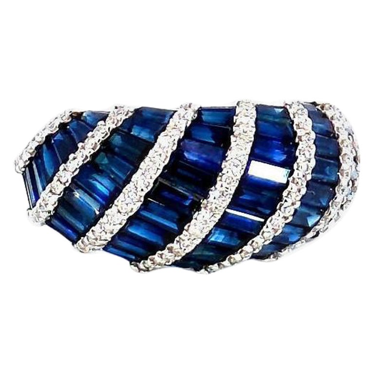 4.32 Carat Sapphire and Diamond Cluster Ring
