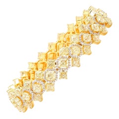 23.30 Carat Fancy Yellow Diamond Bracelet 18K White Gold