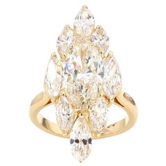 7,62 Karat Birnenschliff-Diamant- Shuttle-Ring aus 18 Karat Gold
