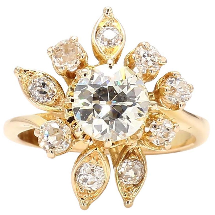 1.40 Carat Round Diamond Ring in 18K Gold