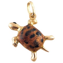 18 Karat Yellow Gold Enamel Turtle Charm #19442
