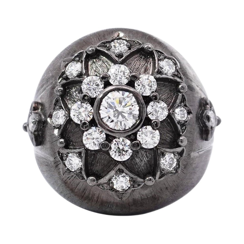 Diamond Dome Ring in 18K Blackened Gold by Dilys'