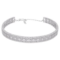 14 Carati SI/H Baguette Round Brilliante Taglio Collana di diamanti in oro bianco 14 carati