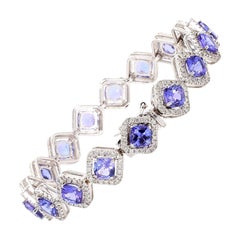 11.04 Carat Tanzanite and Diamond Bracelet in 18K Gold