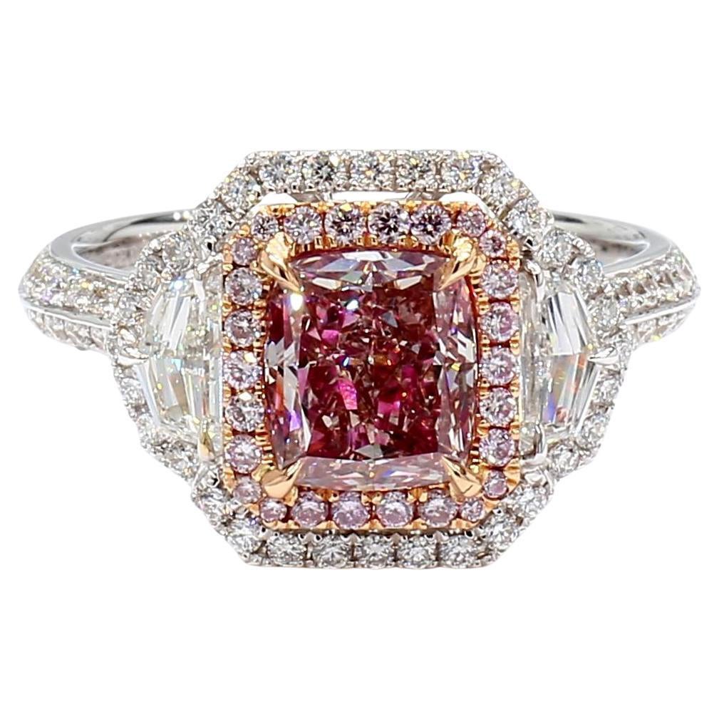 GIA Certified 2.67 Carat Fancy Pink Diamond Ring 18K Gold