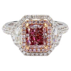 Bague en or 18 carats certifiée GIA de 2,67 carats de diamant rose fantaisie