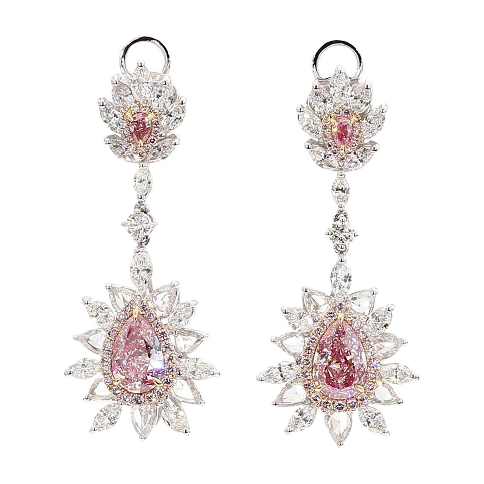 5.7 Carat Fancy Pinkish Brown Diamond Earrings in 18K Gold