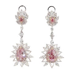 5.7 Carat Fancy Pinkish Brown Diamond Earrings in 18K Gold