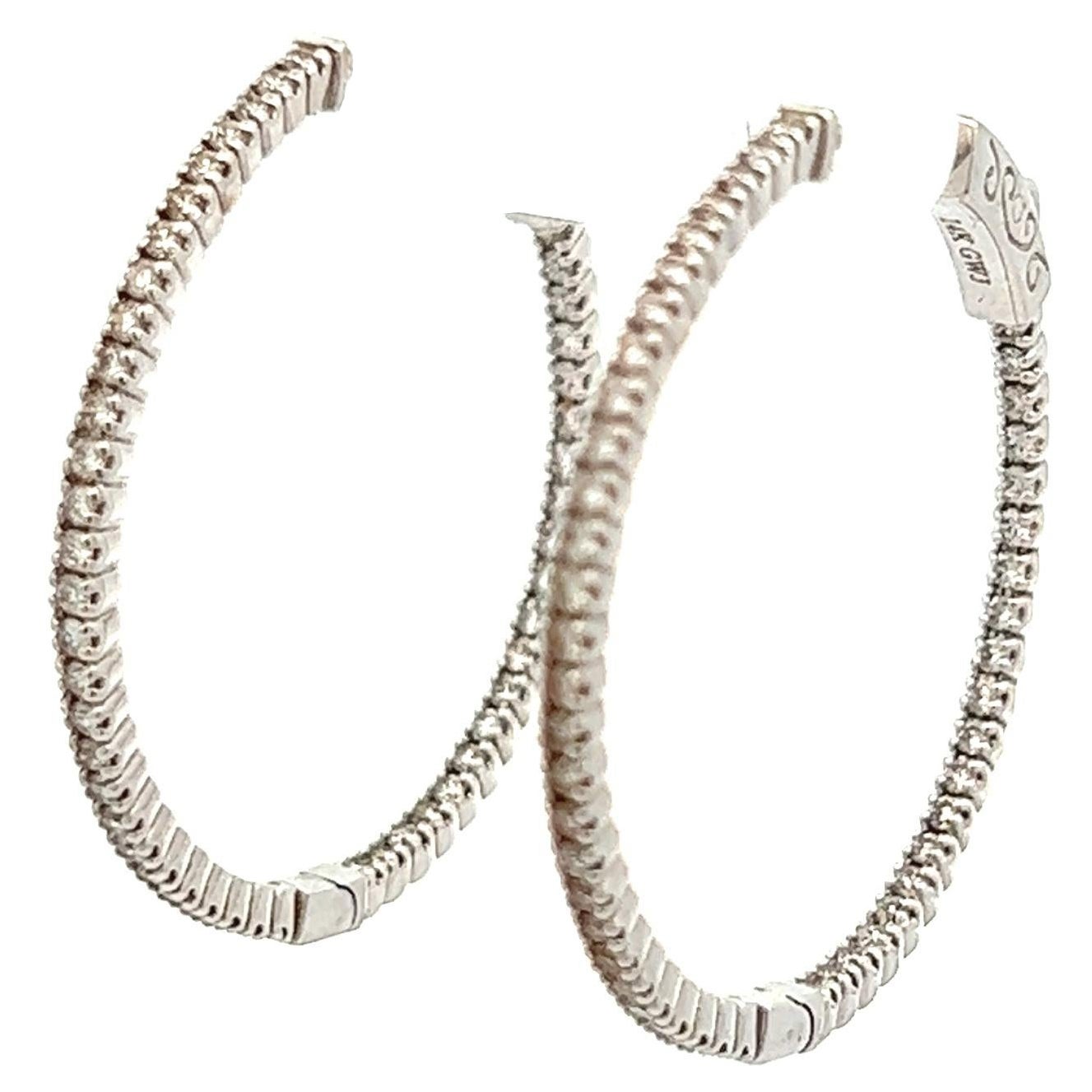 0.92 Carat Round Diamond Hoop Earrings White Gold