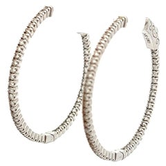 0.92 Carat Round Diamond Hoop Earrings White Gold