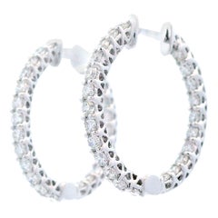 Alexander Beverly Hills, créoles en or blanc avec diamants ronds de 2,11 carats