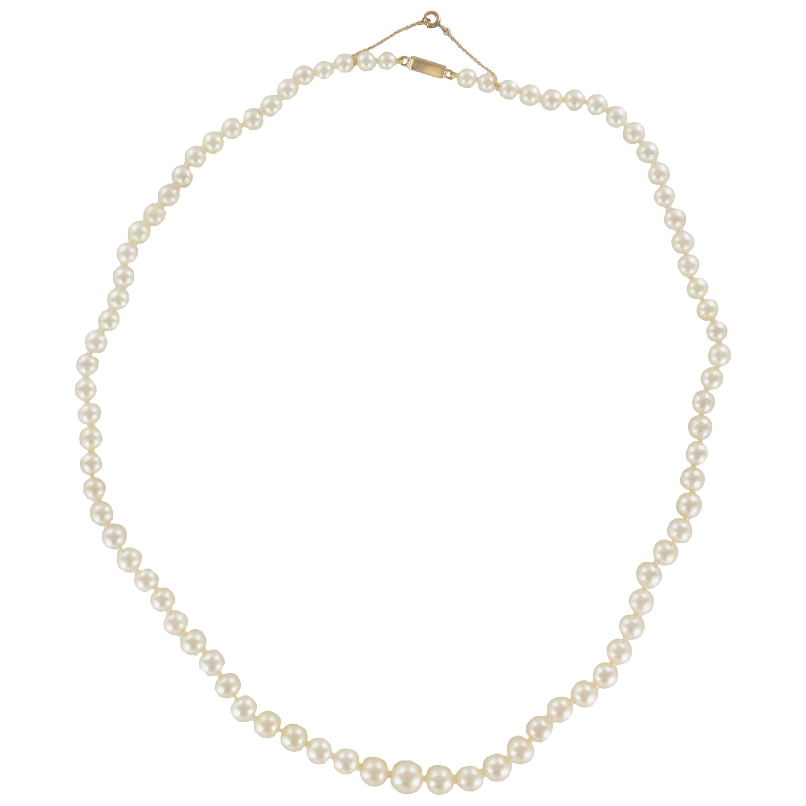 1950s Japanese Cultured Round White Pearl Necklace