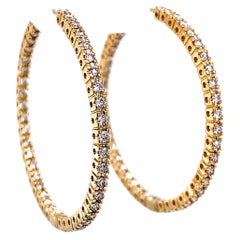 Pendientes de aro de diamante redondo de 1,04 quilates Oro amarillo