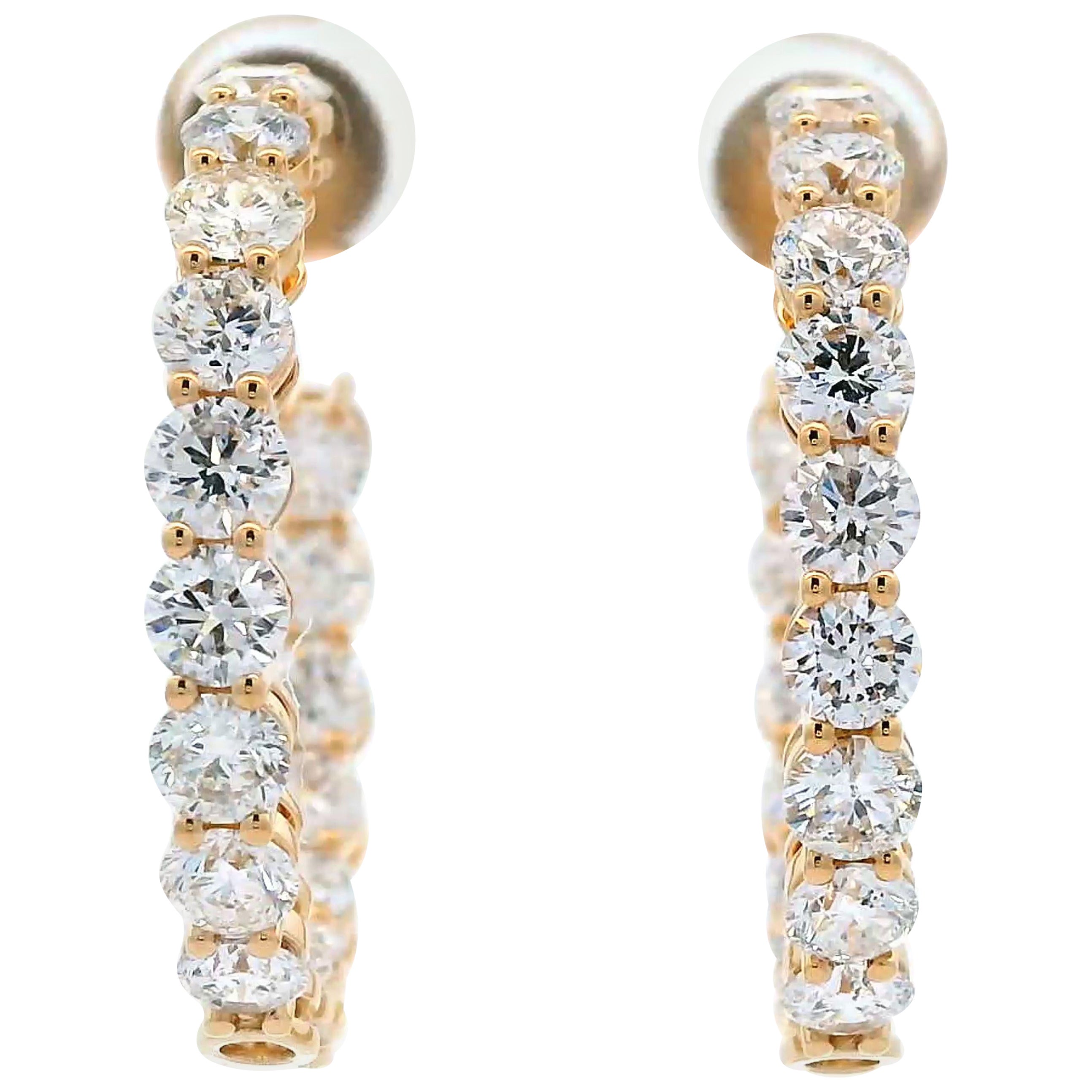 Alexander Beverly Hills, créoles en or jaune 18 carats avec diamants ronds de 7,56 carats