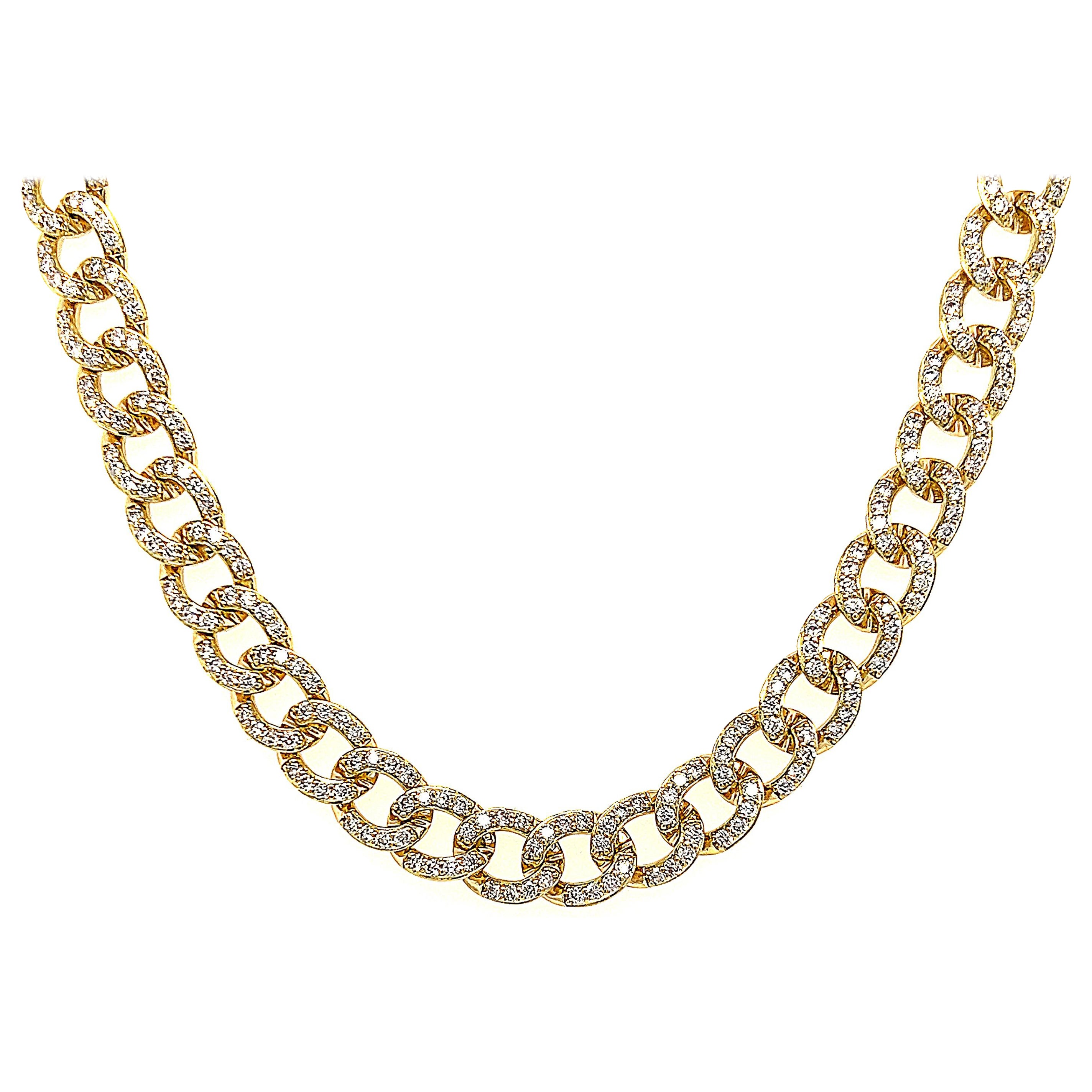 5.32ct Diamond Cuban Link Necklace 18k Yellow Gold