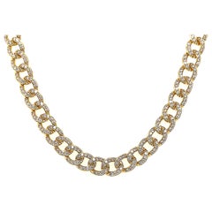 Cuban Gliederhalskette aus 18 Karat Gelbgold mit 5,32 Karat Diamanten