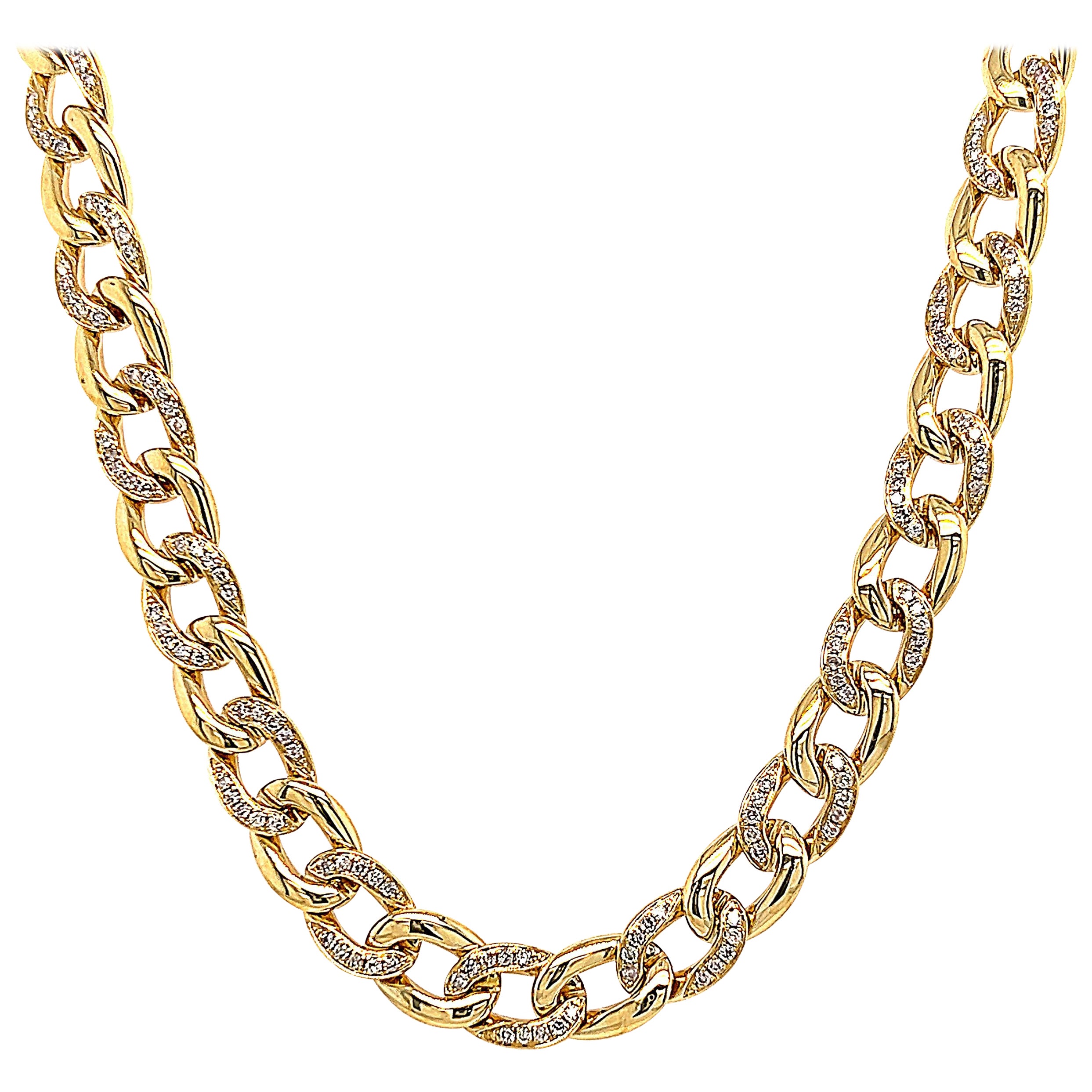 1.77ct Diamond Cuban Link Necklace 18k Yellow Gold