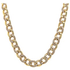 1.77ct Diamond Cuban Link Necklace 18k Yellow Gold