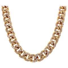 Collana Cuban Link con diamanti da 10,63 carati in oro giallo 18 carati