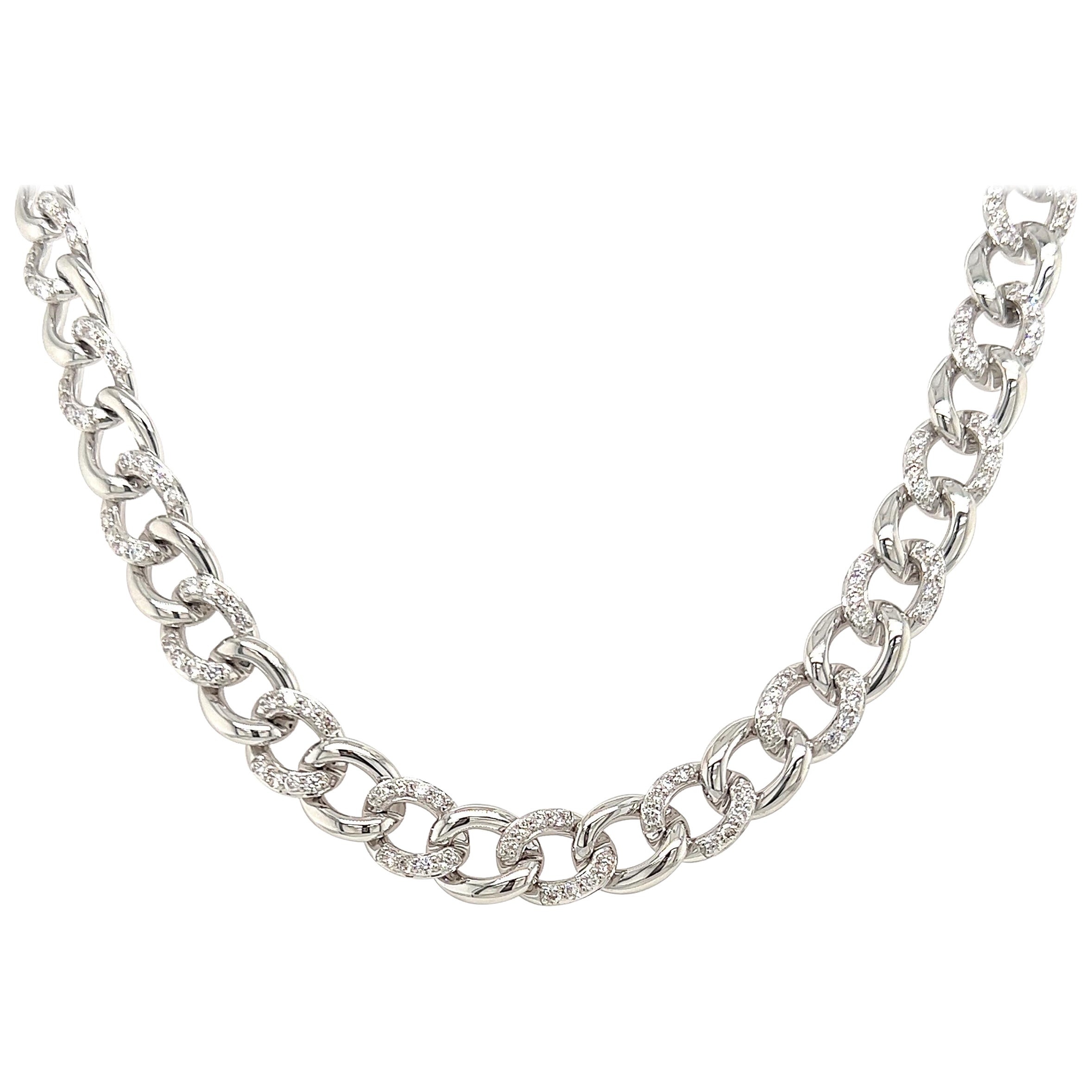 3.13ct Diamond Cuban Link Necklace 18k White Gold