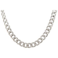 3.13ct Diamond Cuban Link Necklace 18k White Gold