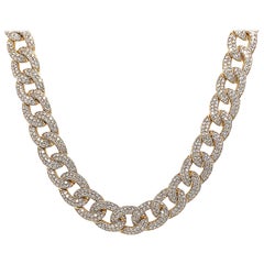 Alexander Beverly Hills Collier à maillons cubains en or jaune 18 carats et diamants 13,44 carats