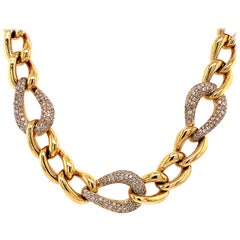 Alexander Beverly Hills Collier à maillons cubains en or jaune 18 carats et diamants 8,21 carats