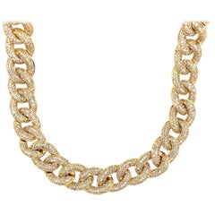 Alexander Beverly Hills Collar de eslabones cubanos con diamantes de 16,39 ct Oro amarillo de 18k