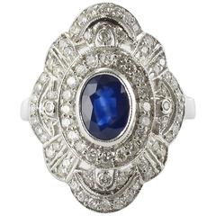 Arabesque Design Sapphire and Diamond Ring 8