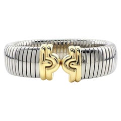 Bvlgari Bulgari Parentesi Tubogas Bangle Bracelet Cuff 18 Karat Gold Steel