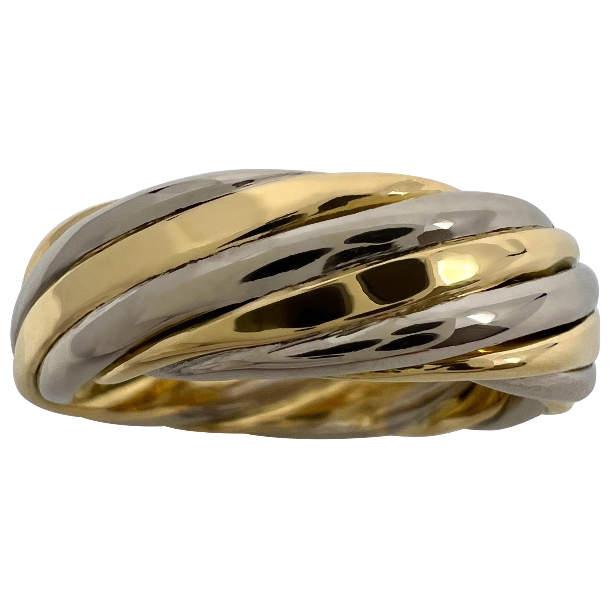 Vintage Van Cleef & Arpels 18k White And Yellow Gold Twist Swirl Band Ring 6mm For Sale