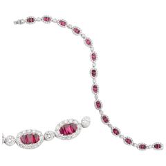 Ruby and Diamond Tennis Bracelet 9cts White Gold 
