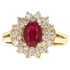 1,63 Karat Rubin-Diamant-Verlobungsring aus 14 Karat Gelbgold