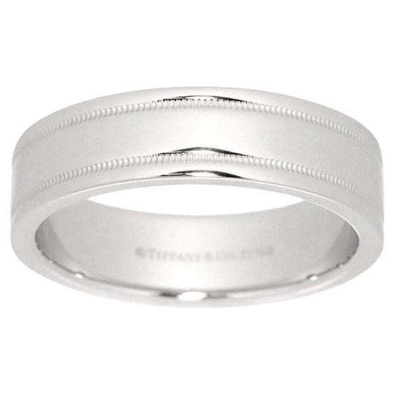 TIFFANY & Co. Juntos Platino 6mm Doble Milgrain Alianza 9.5