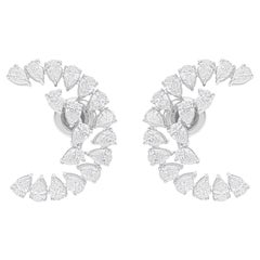 3,90 Carati SI/H Pear Brilliante Cut Diamond Half Moon Orecchini in oro bianco 14k