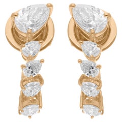 1.45 Carat SI/H Pear Brilliant Cut Diamond Hoop Earrings 14 Karat Yellow Gold