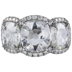 GIA Certified Three Stone Cushion Diamond Engagement Ring 9