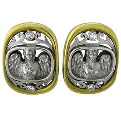 Kieselstein Cord Gold Diamond Angel In My Window Earrings 8