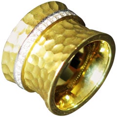 Hand-Hammered 18 Karat Gold Diamond Ring by Jye's
